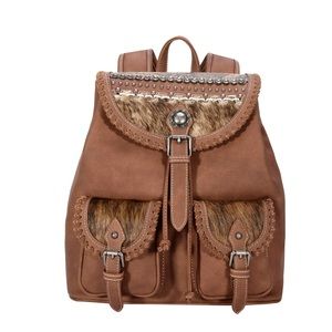 TR136-9110 Trinity Ranch Hair On Cowhide Backpack COLOR BROWN